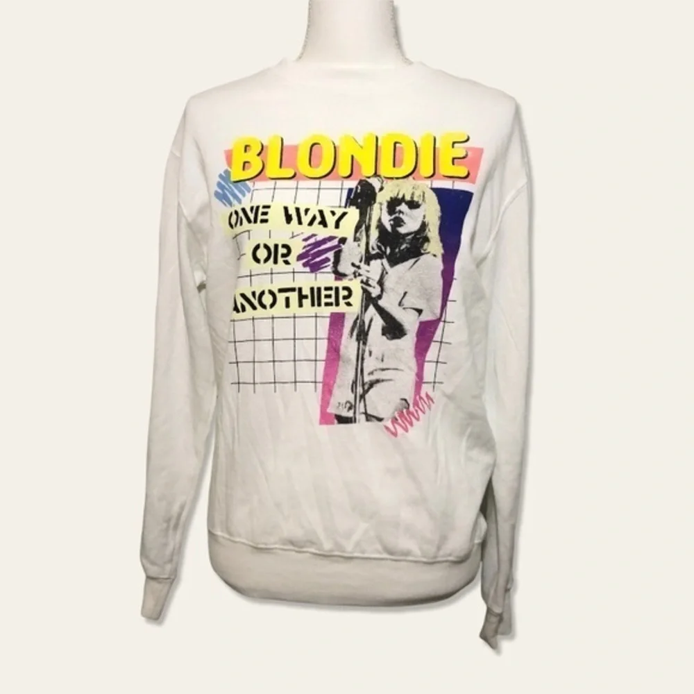NWOT Blondie Sweatshirt Sweater Pullover White One Way Or Another Punk Pop New